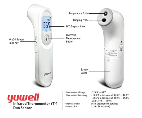 TERMÓMETRO INFRARROJO SIN CONTACTO YUWELL TIY01 (1)